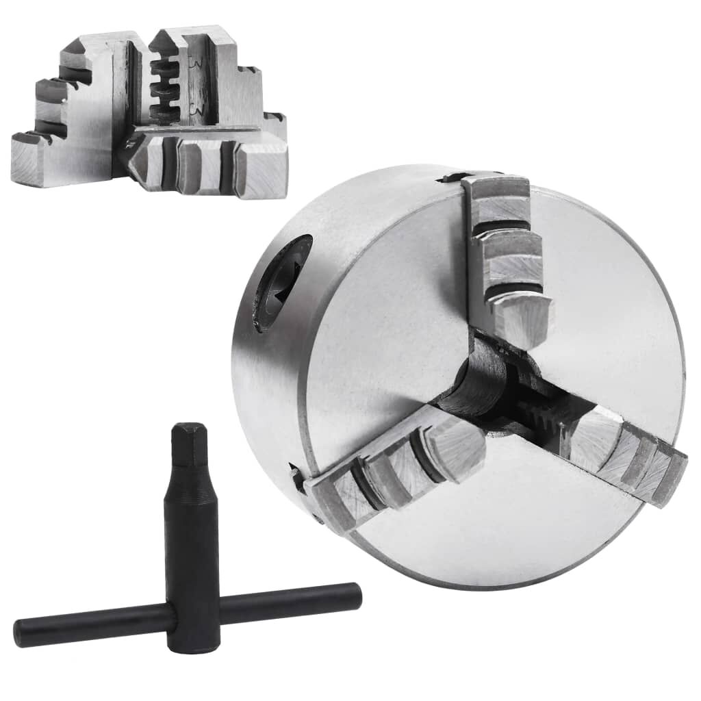 vidaXL Zelfcentrerende draaibankklauwplaat, 3 klauwen, 80 mm, staal