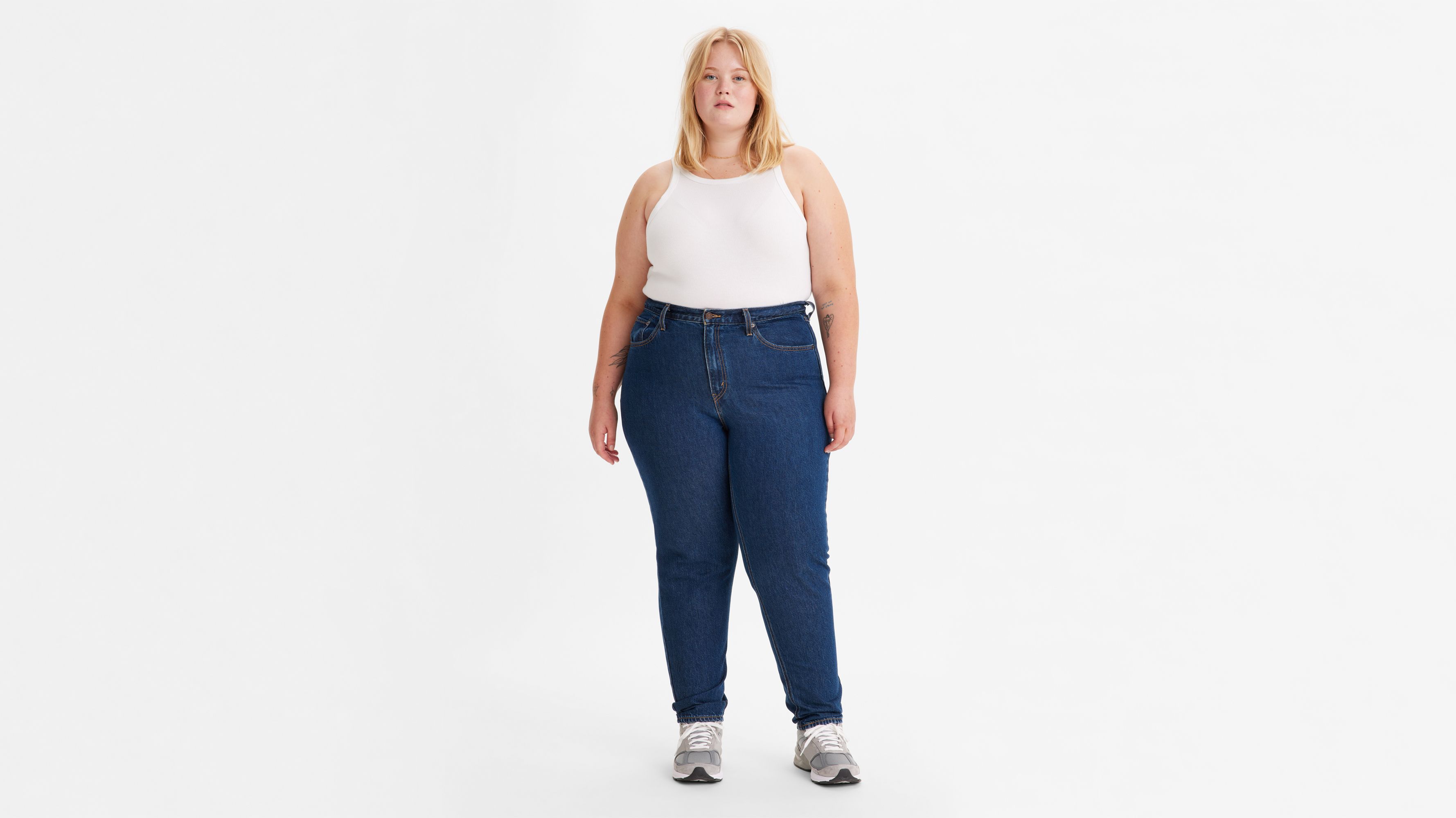 Jean Mom ’80 (grandes tailles) - Dark Indigo Flat Finish - Bleu