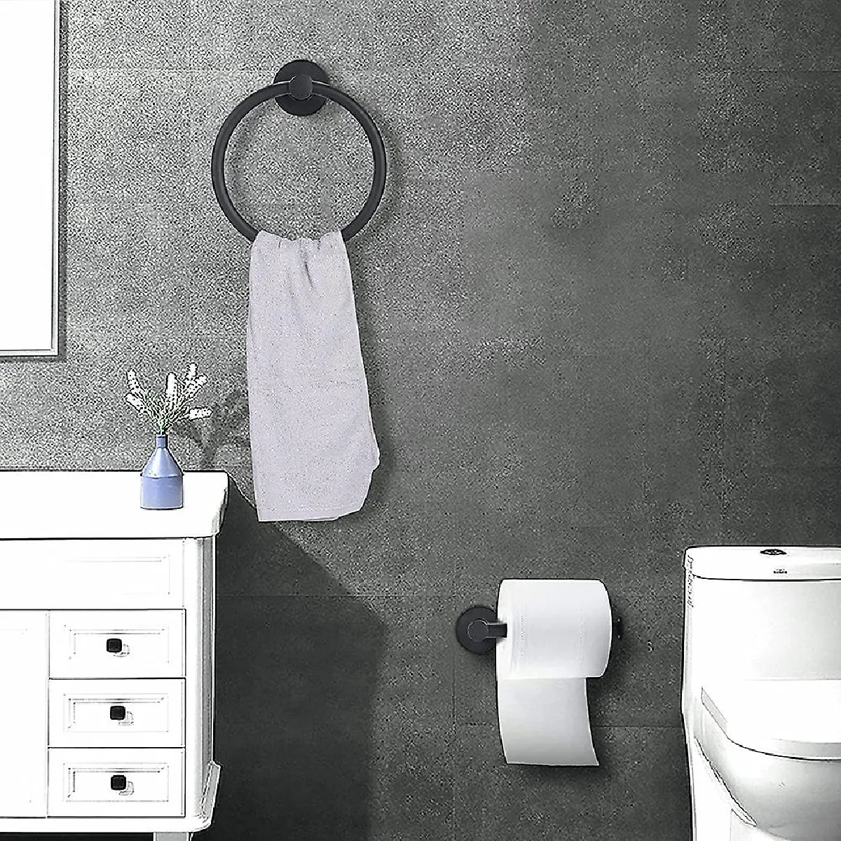 Universal Anneau serviette mural inox - Noir
