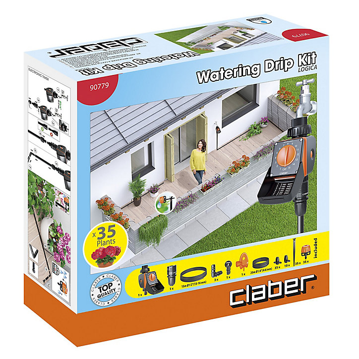 Kit de démarrage pour terrasses Claber avec programmateur (20-40 pots)