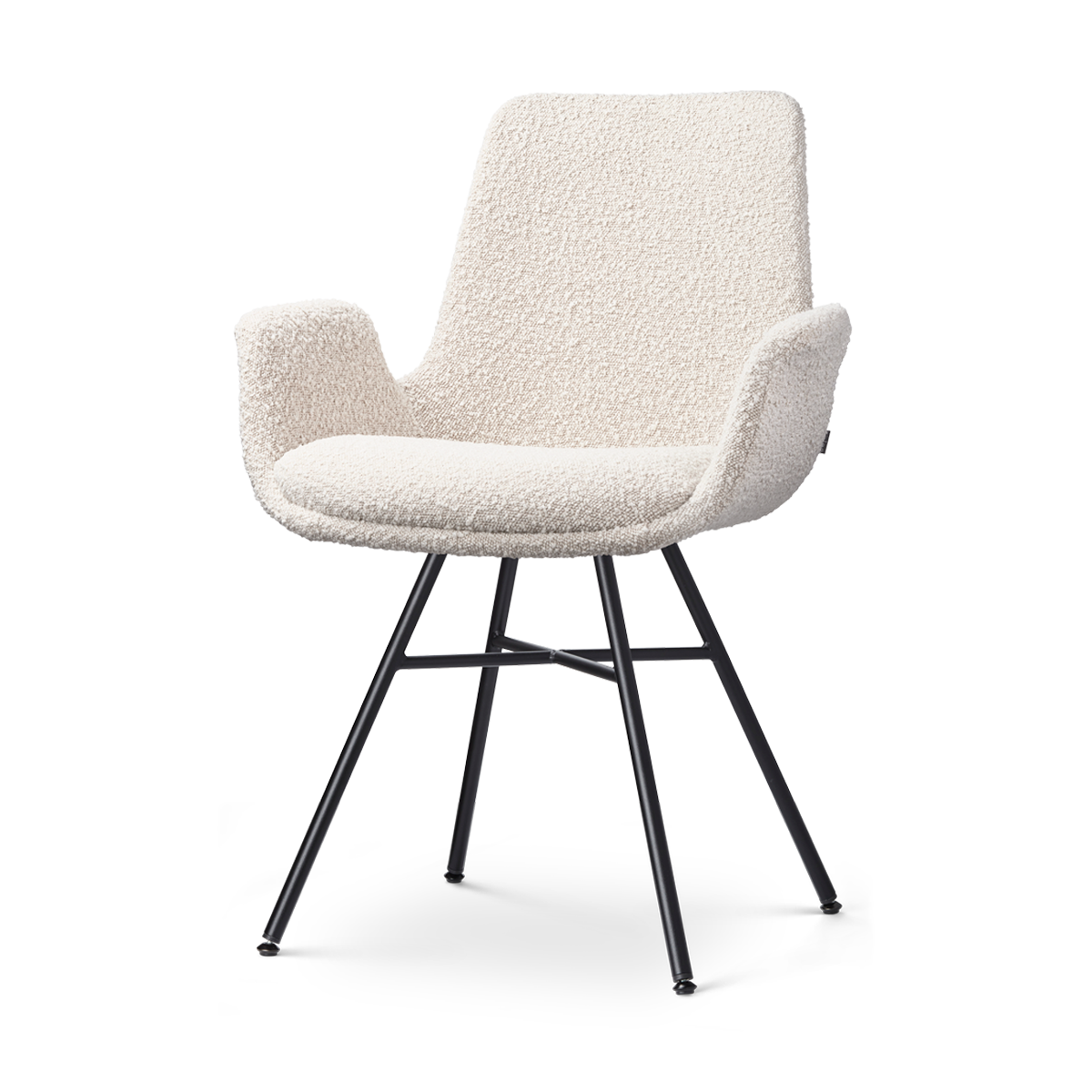 Eetkamerstoel Noa-Eef bouclé beige - zwart onderstel