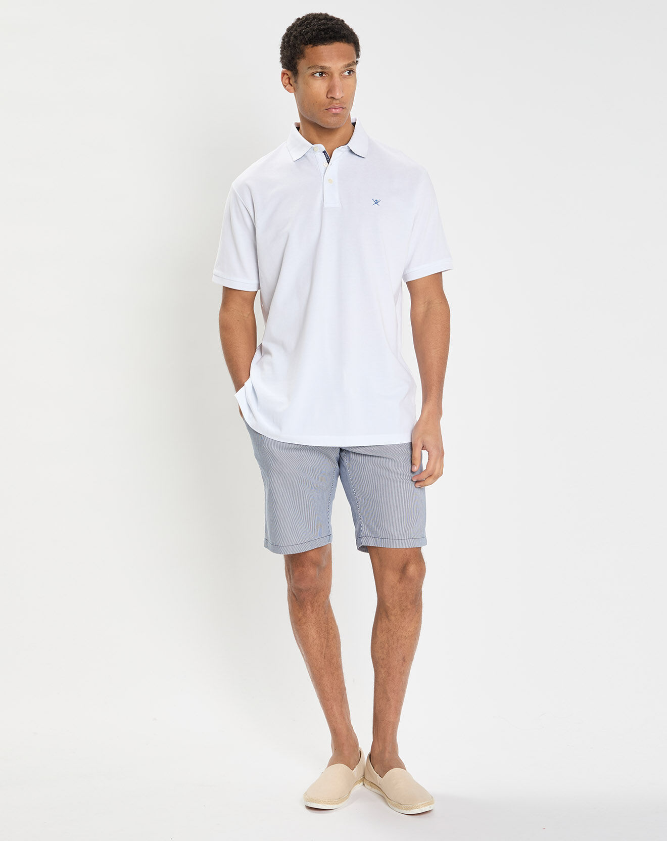 Hackett London Polo Regular Fit uni piqué blanc