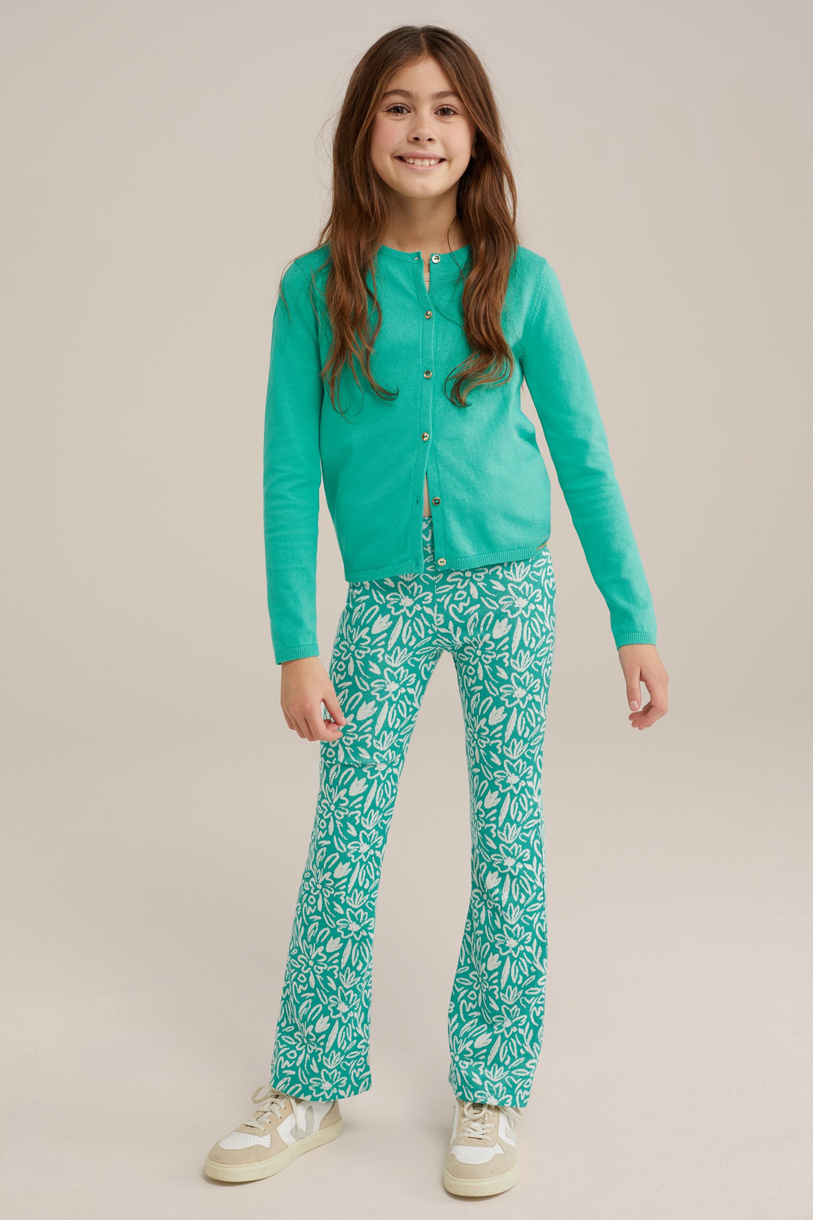 Meisjes gebreide vest WE Fashion Groenblauw