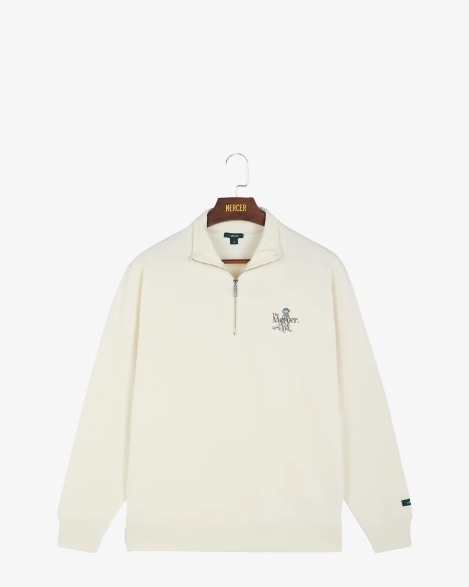 Mercer Amsterdam The Mercer Dog Quarter Zip Off White Sweater