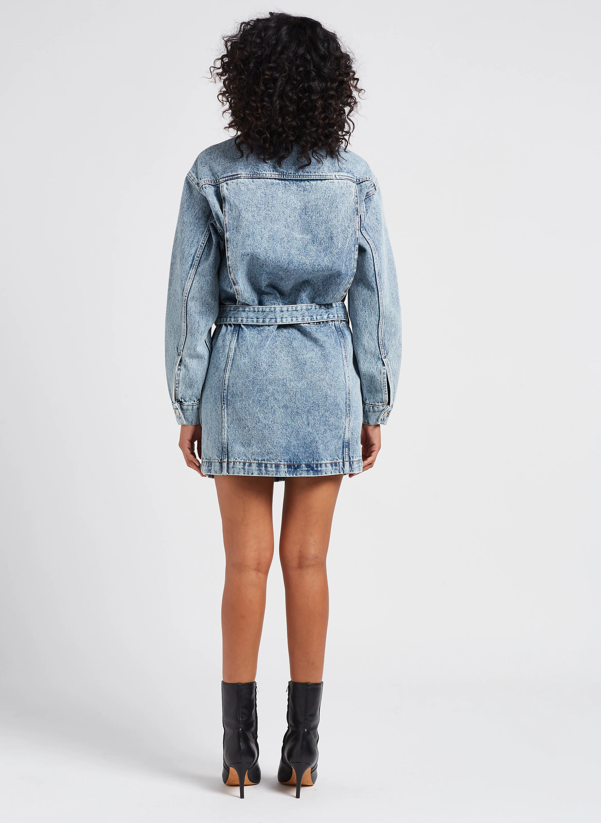 GLACIA - Robe courte droite en jean délavé | Bleu