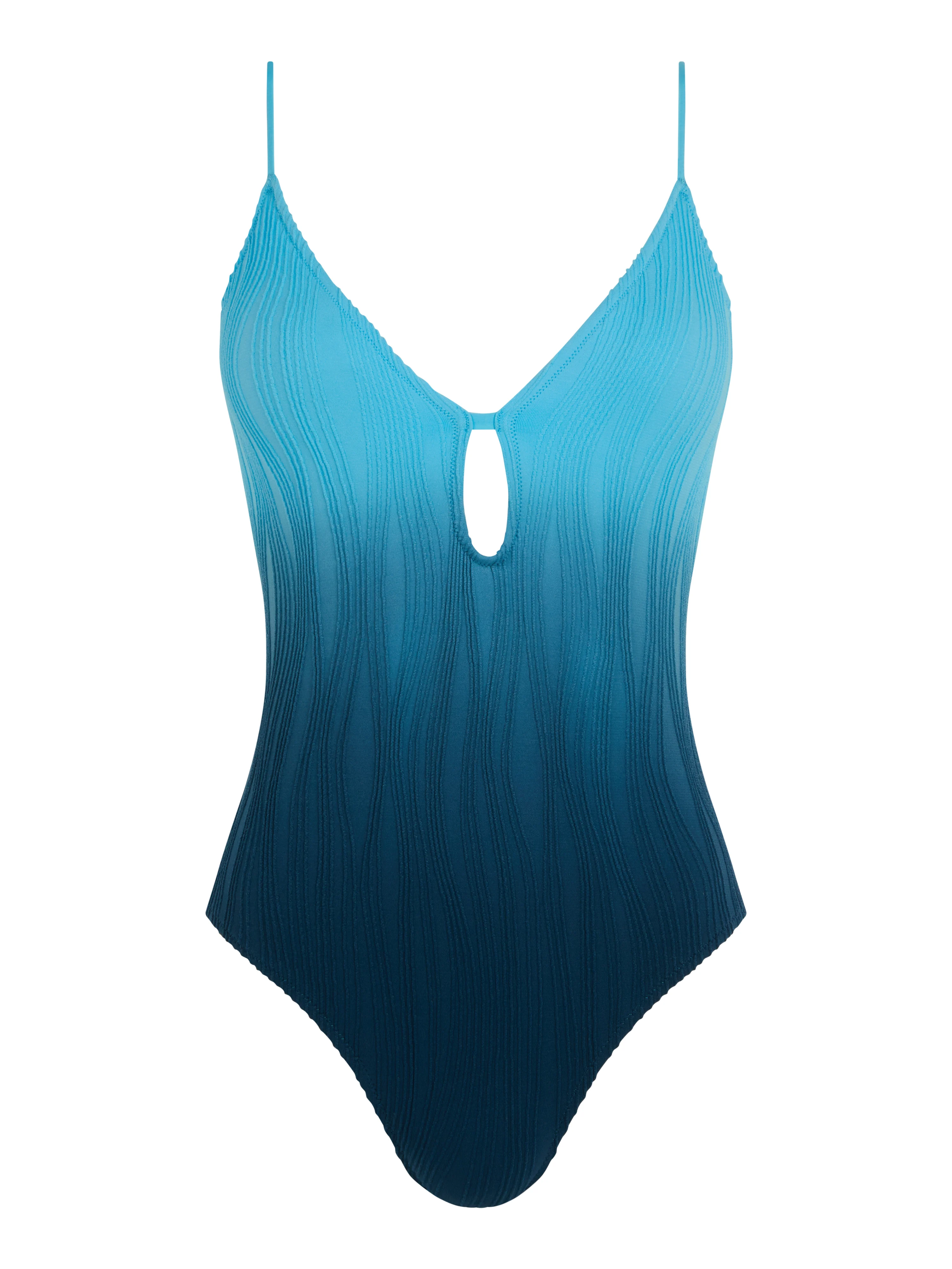 SWIM ONE SIZE - Maillot de bain 1 pièce sans armature plongeant coques amovibles | Bleu
