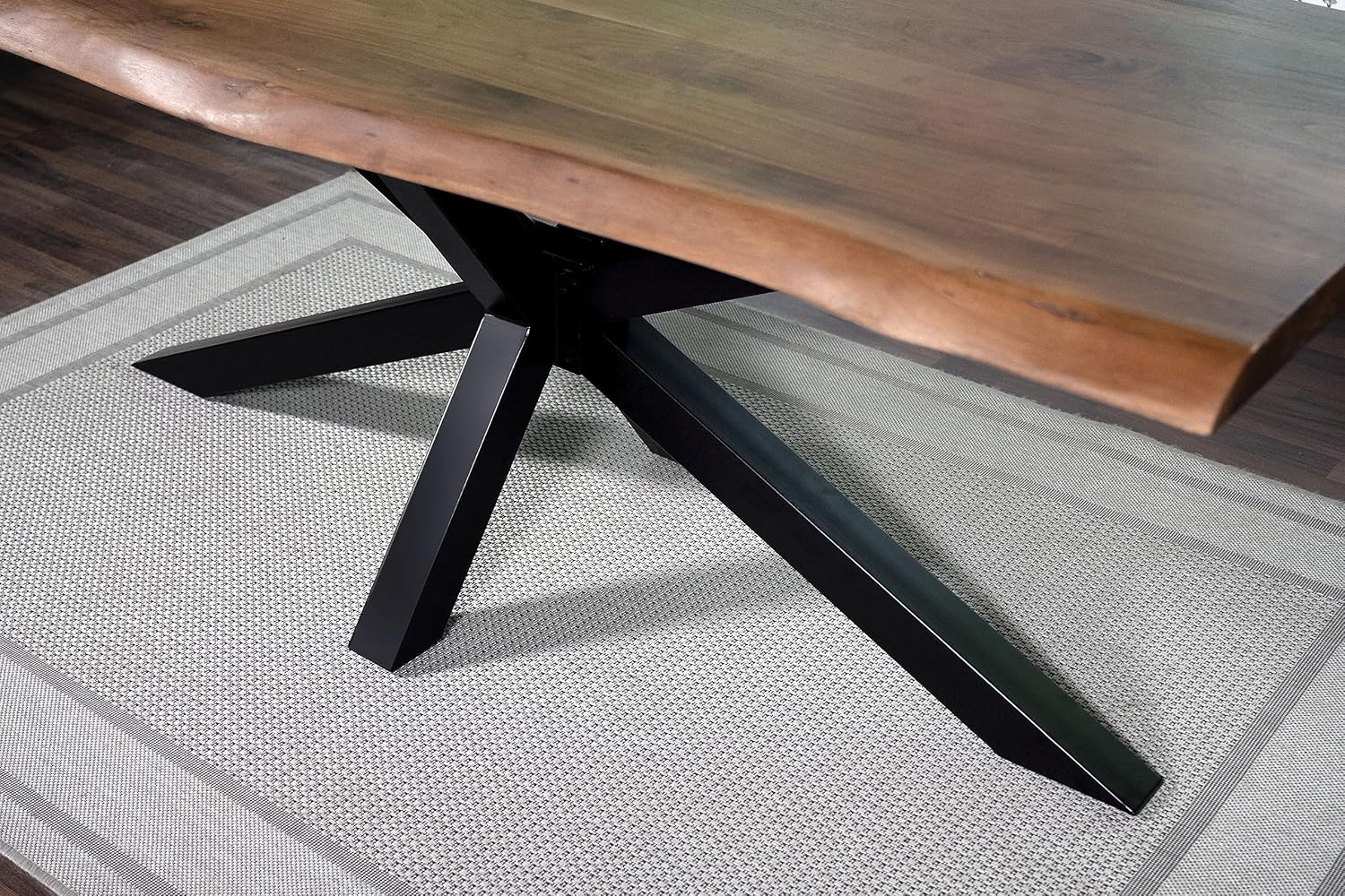 SAM Esstisch 260 x 100 cm Cali, Baumkantentisch nussbaumfarben, Akazienholz massiv, Spider-Gestell aus Metall Schwarz, aufgedoppelte Kanten 25+25 mm