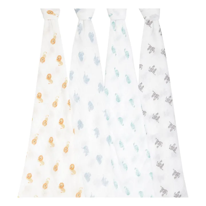 aden + anais Maxi-langes Animal Kingdom en coton bio - Pack de 4