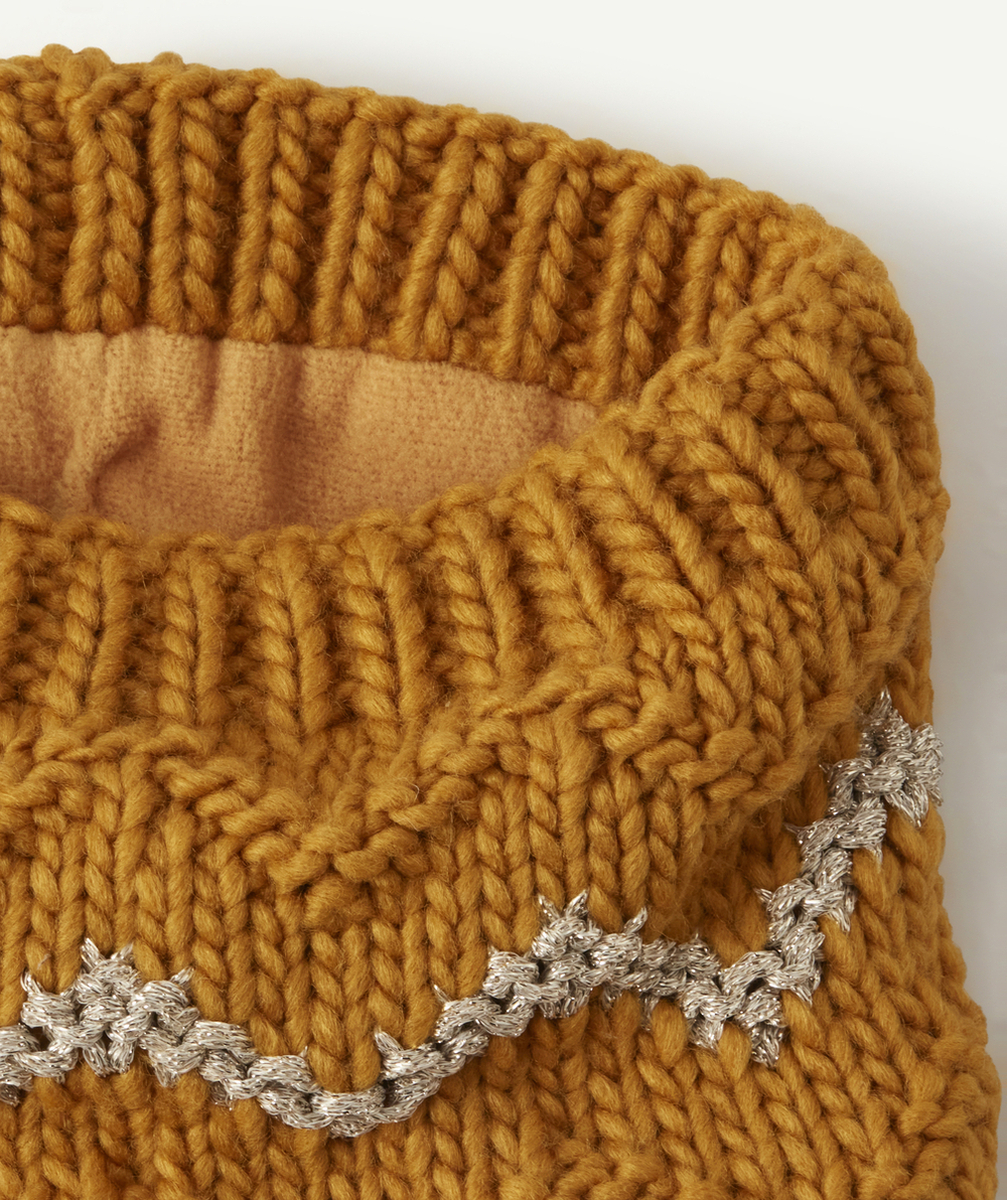 SNOOD JAUNE MOUTARDE EN FIBRES RECYCLÉES BÉBÉ FILLE