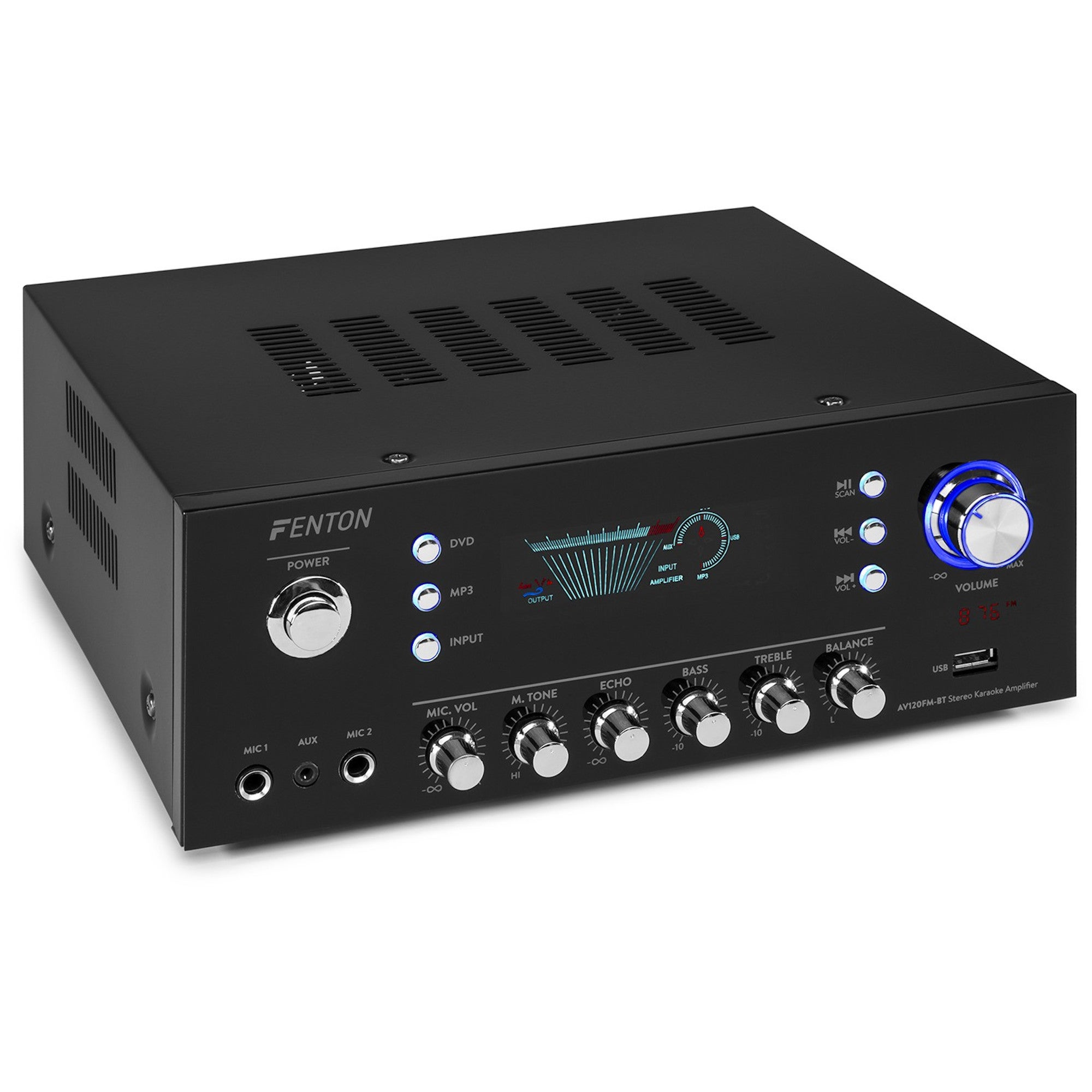 Fenton AV120FM-BT 2 x 60W stereo hifi versterker met FM-radio en karaoke