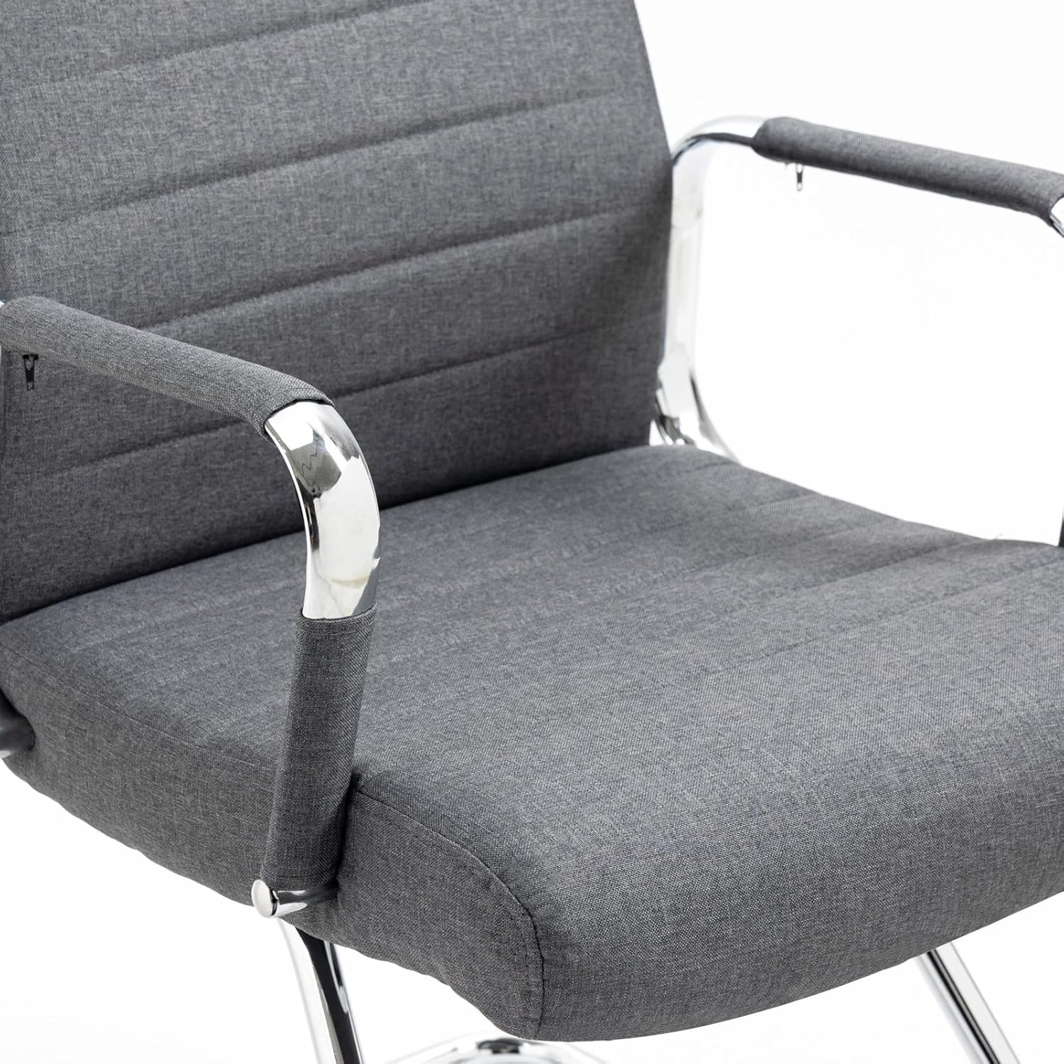 SVITA Office Comfort 2X Besucherstuhl Freischwinger-Stuhl mit Armlehne Konferenzstuhl ohne Rollen Armlehnstuhl Office-Stuhl Stoff Dunkelgrau