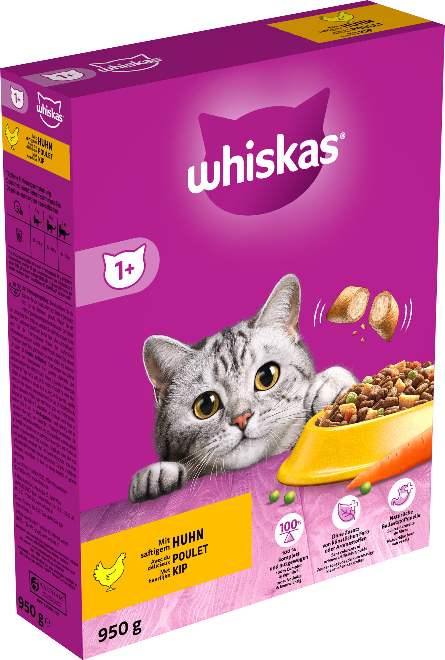 Whiskas kattenvoer droogvoer kip adult 950 g