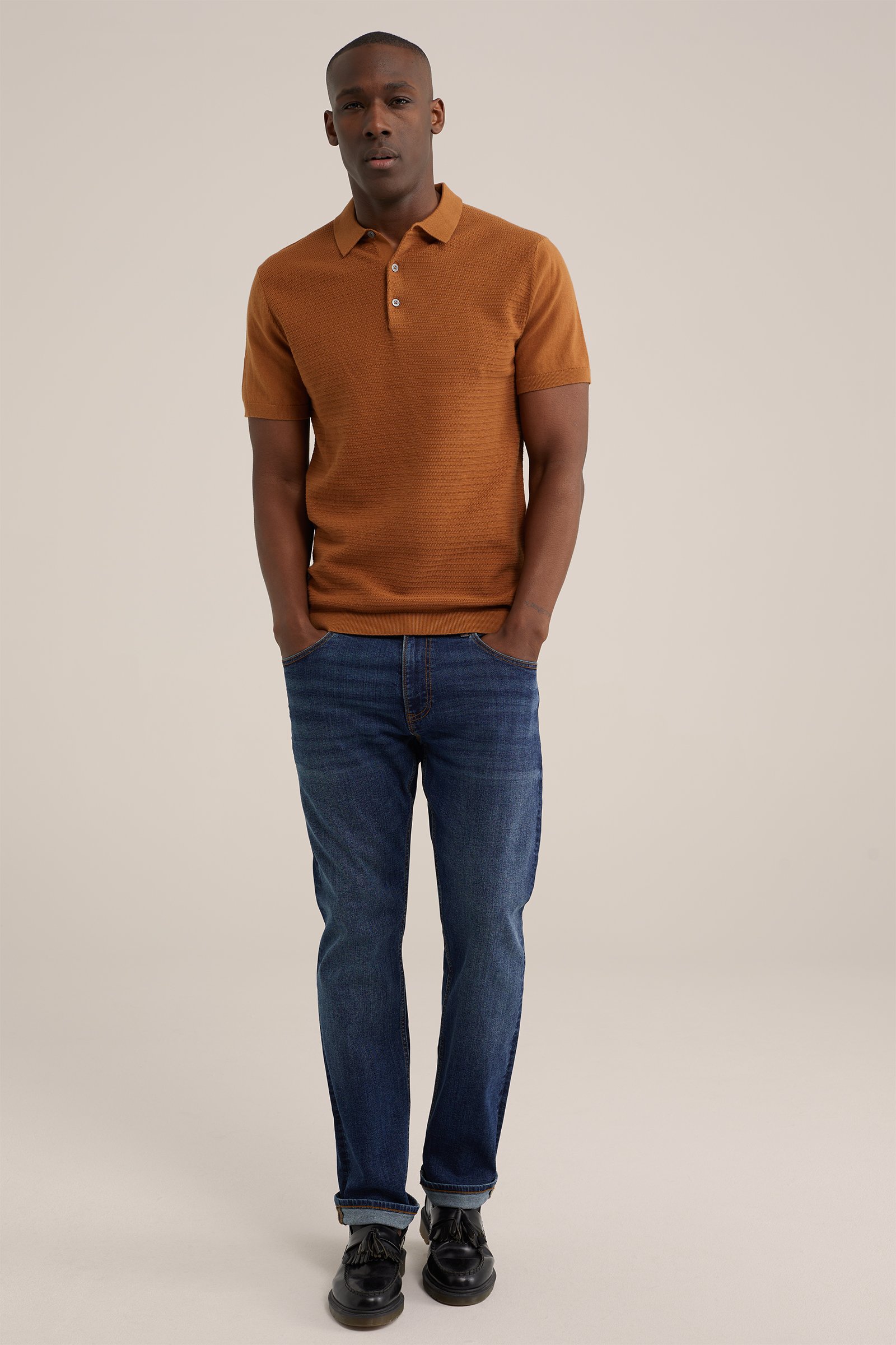 polo met structuur Fundamentals Caramel