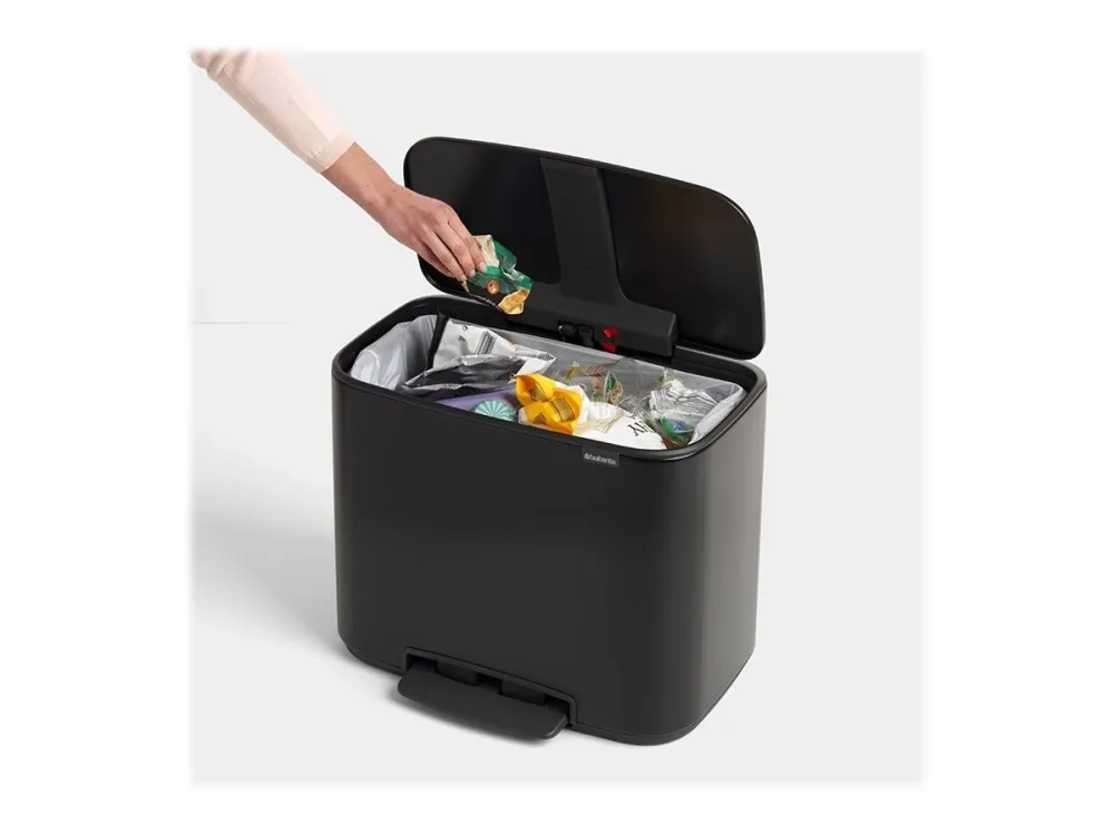 Brabantia Bo Pedal Bin - Skraldespand - fliplåg - 36 L - fodpedal - mat sort