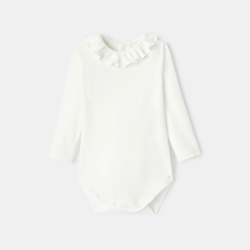 Body à col collerette en coton bio blanc naissance Absorba