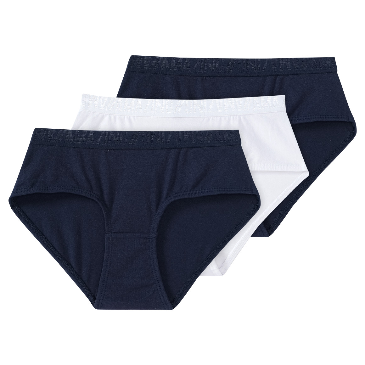 Yigga 3 Mädchen Pantys unifarben dunkelblau / weiss