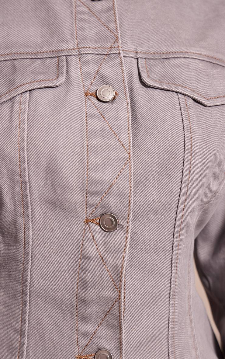 Washed Grey Chemise En Jean Boutonnée Avec Détail D'encolure Petite