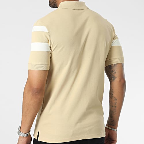 Polo Manches Courtes Beige Blanc