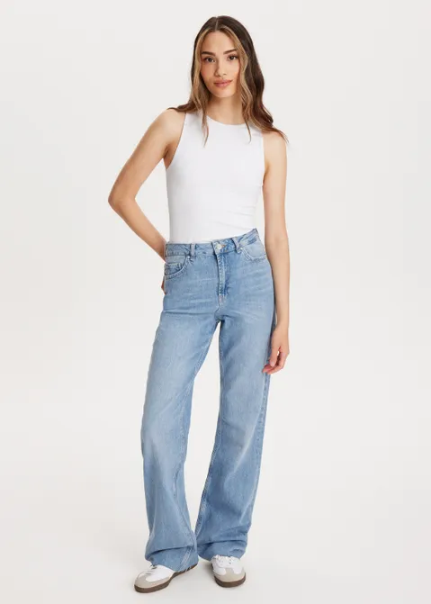 High rise wide leg jeans blauw (BLW.USM)