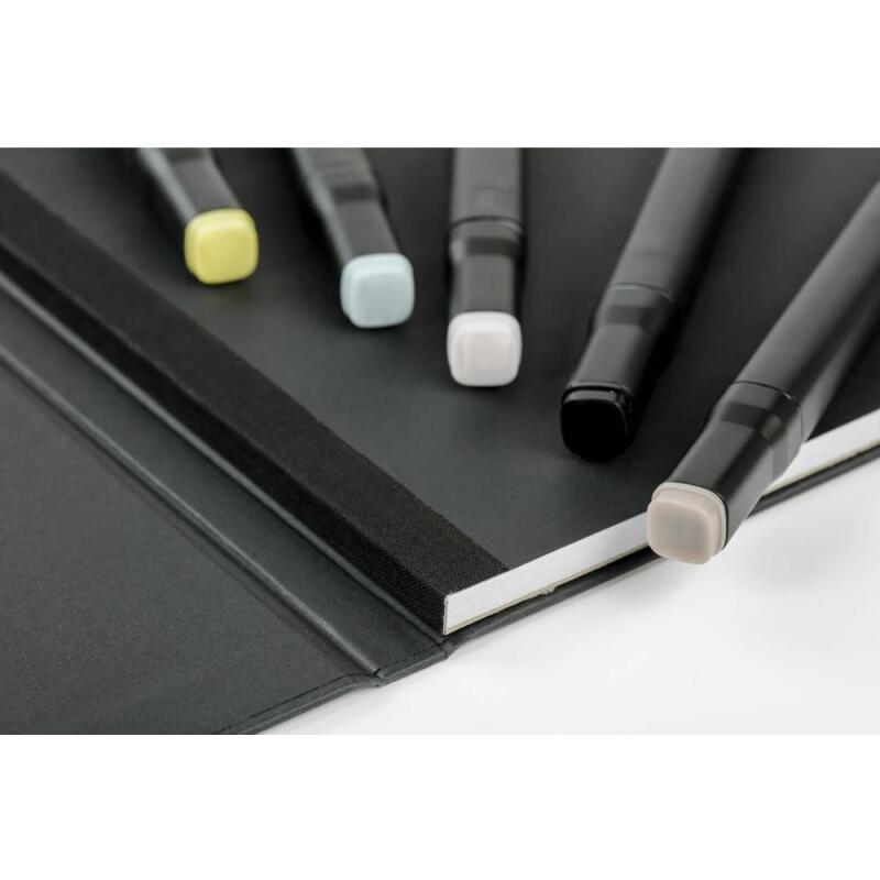 Layout double-face carnet ouverture à plat 25F 11x22cm 220g - Noir