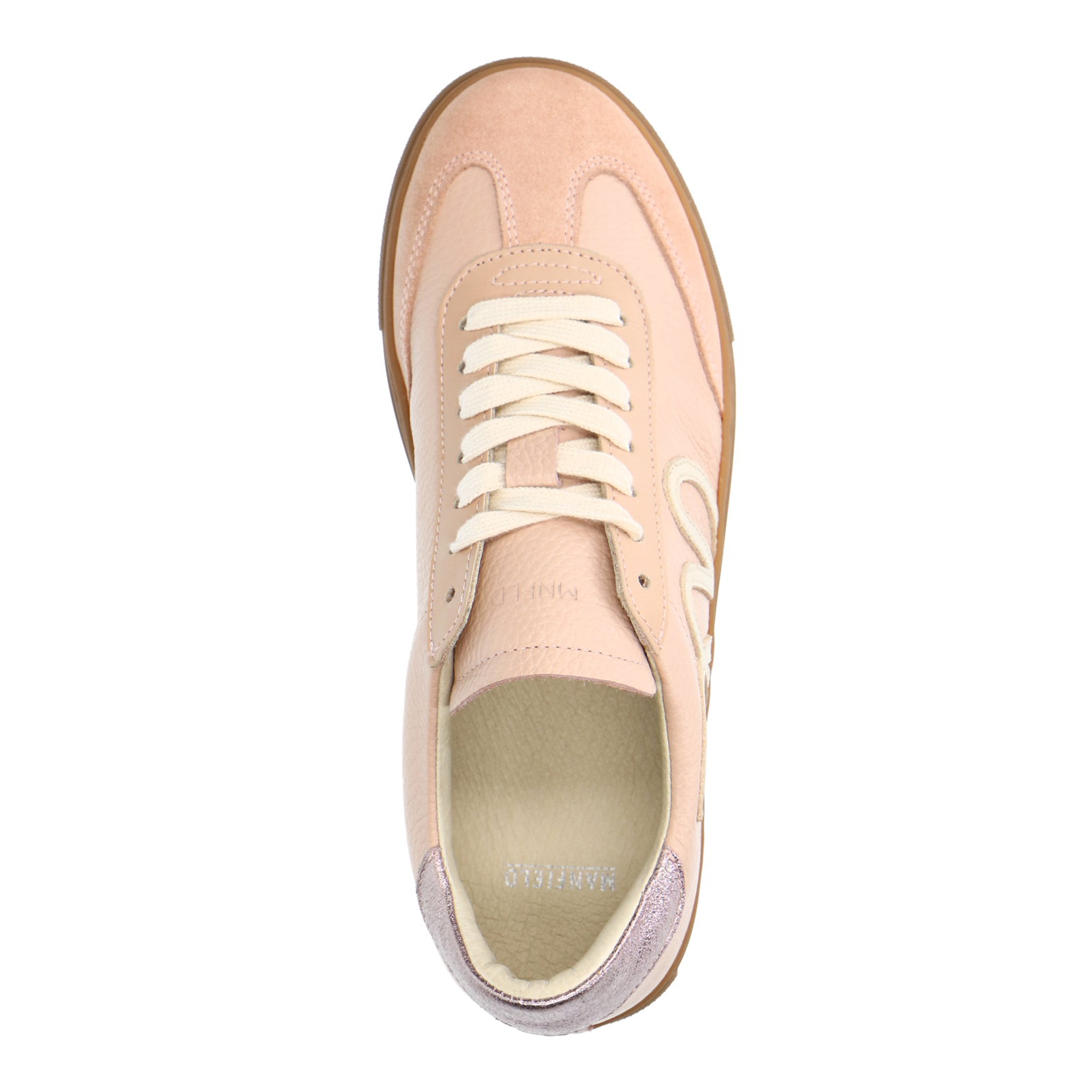 Roze leren sneakers met suède details