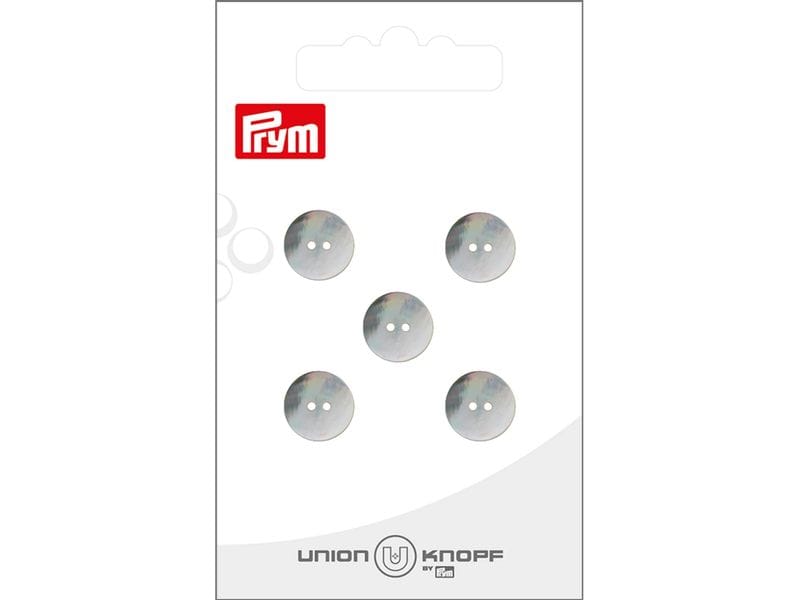 Prym Union Knopf Knöpfe Perlmutt 11 mm, 5 Stück, Weiss 2-Loch Perlmuttknopf