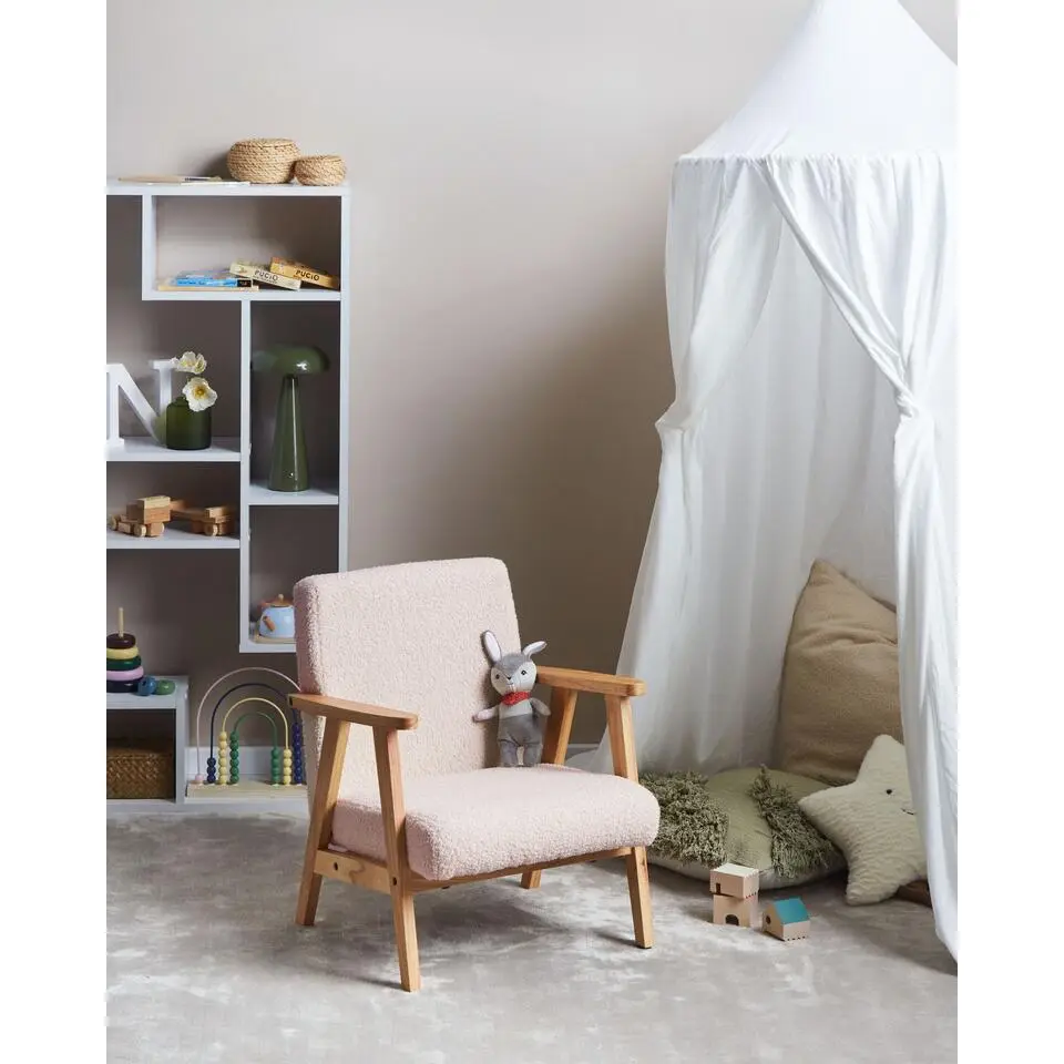 LINDE - Kinderfauteuil - Pastelroze - Bouclé