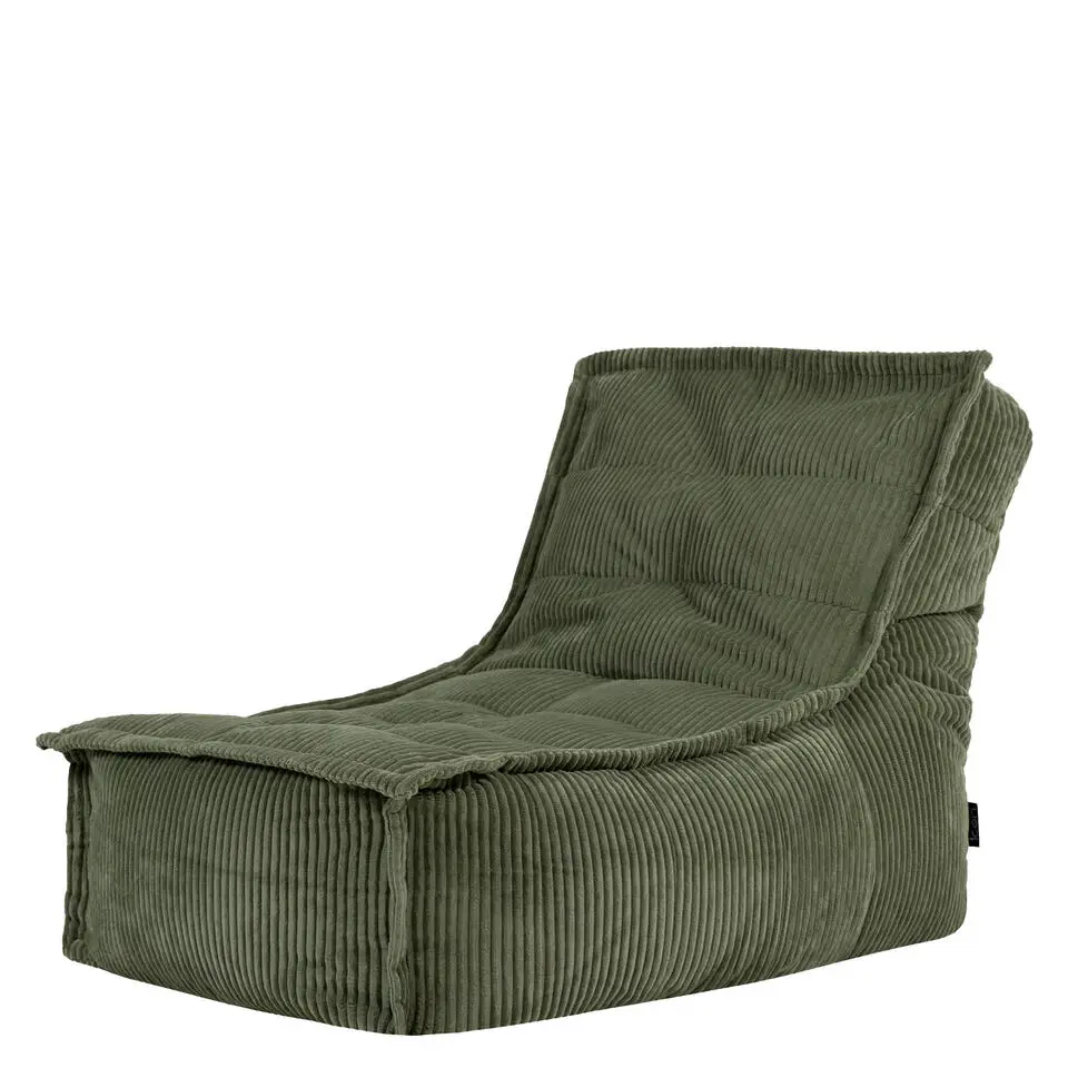 icon - Dolce Lounge Zitzak - Ligstoel - Ribfluweel Fauteuil - Saliegroen