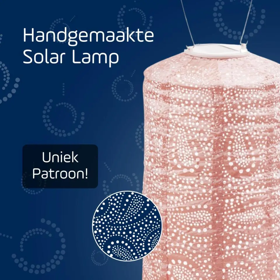 Lumiz Solar Buitenlampion - Paisley Cylinder - 18 cm - Roze