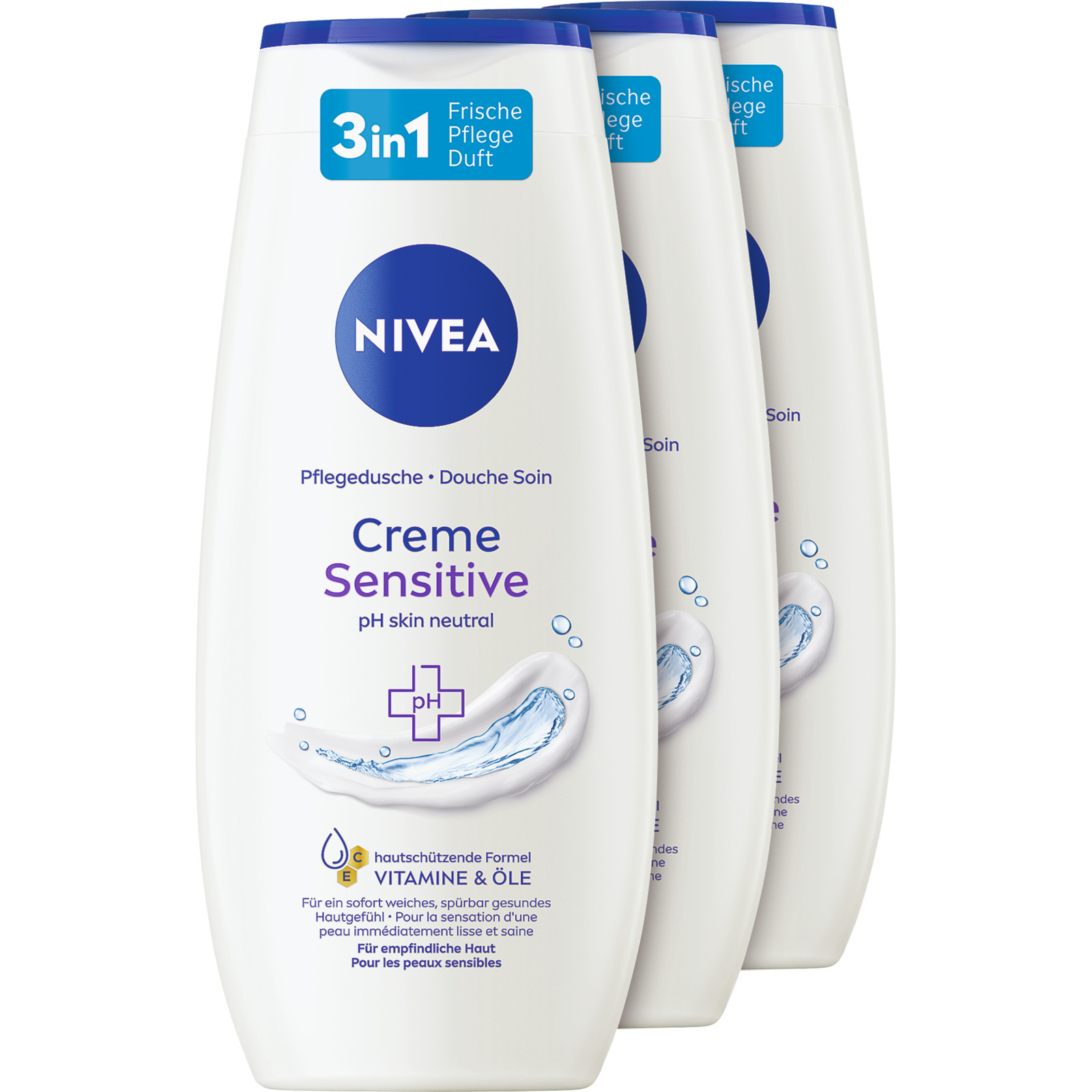 Nivea Pflegedusche Creme Sensitive 3 x 250 ml