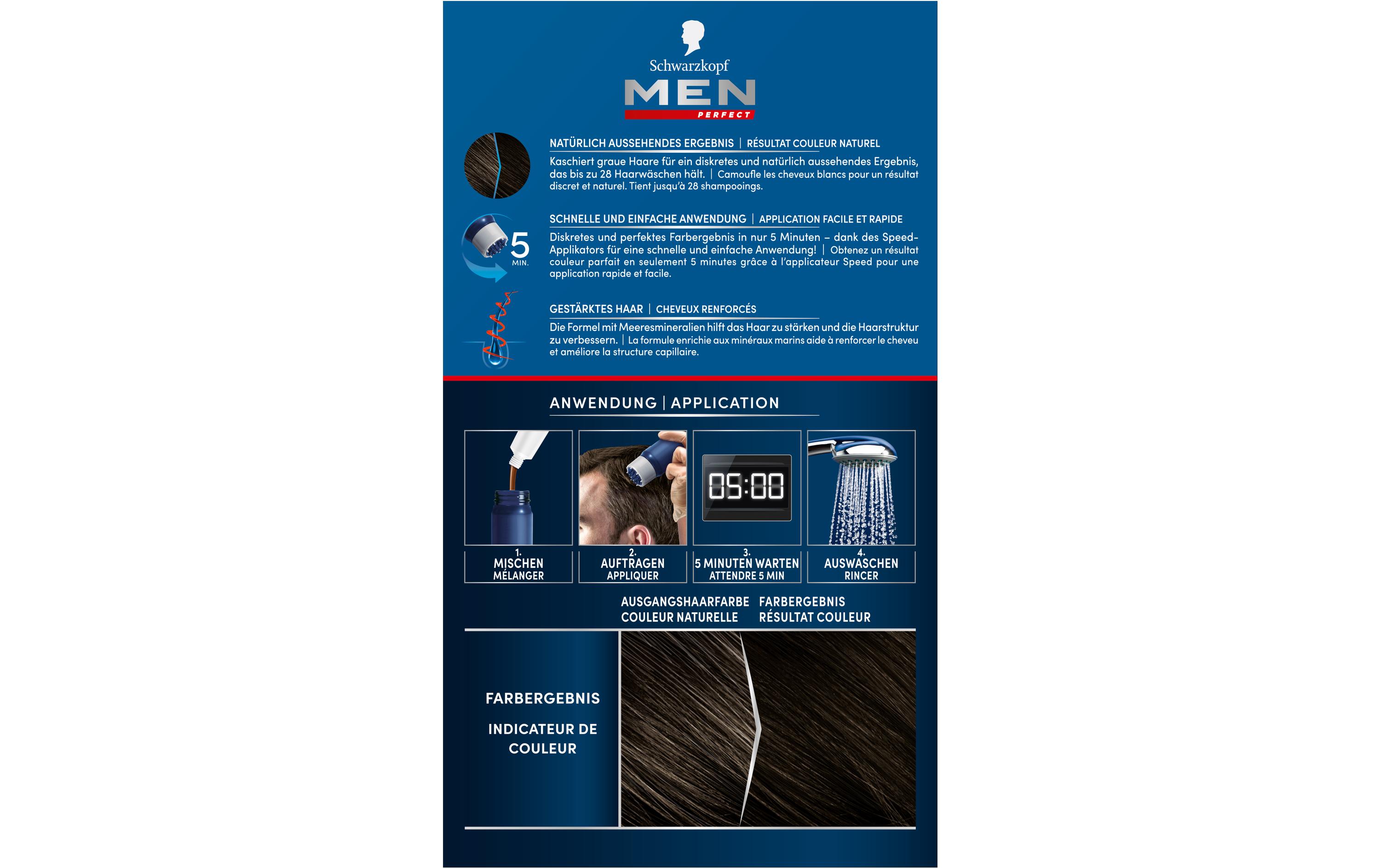 Haarcoloration Anti-Grau 80 SchwarzbraunLeicht anzuwendende Gel-Coloration für Männer