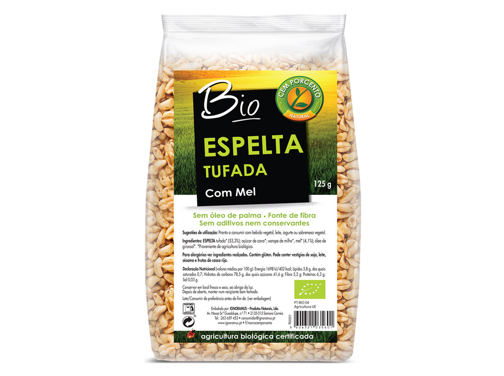 ESPELTA CEM PORCENTO TUFADA COM MEL BIO 125G