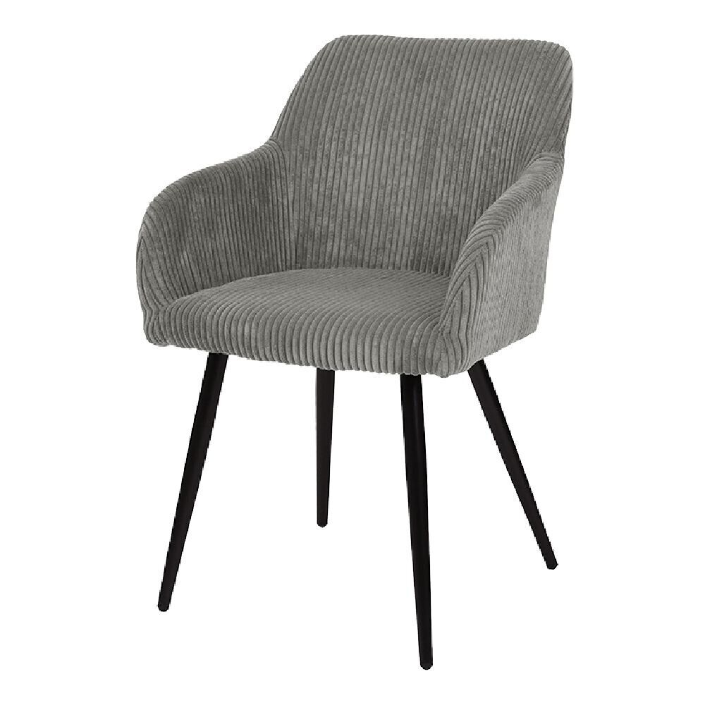 Fauteuil Celia bois et polyester côtelé gris