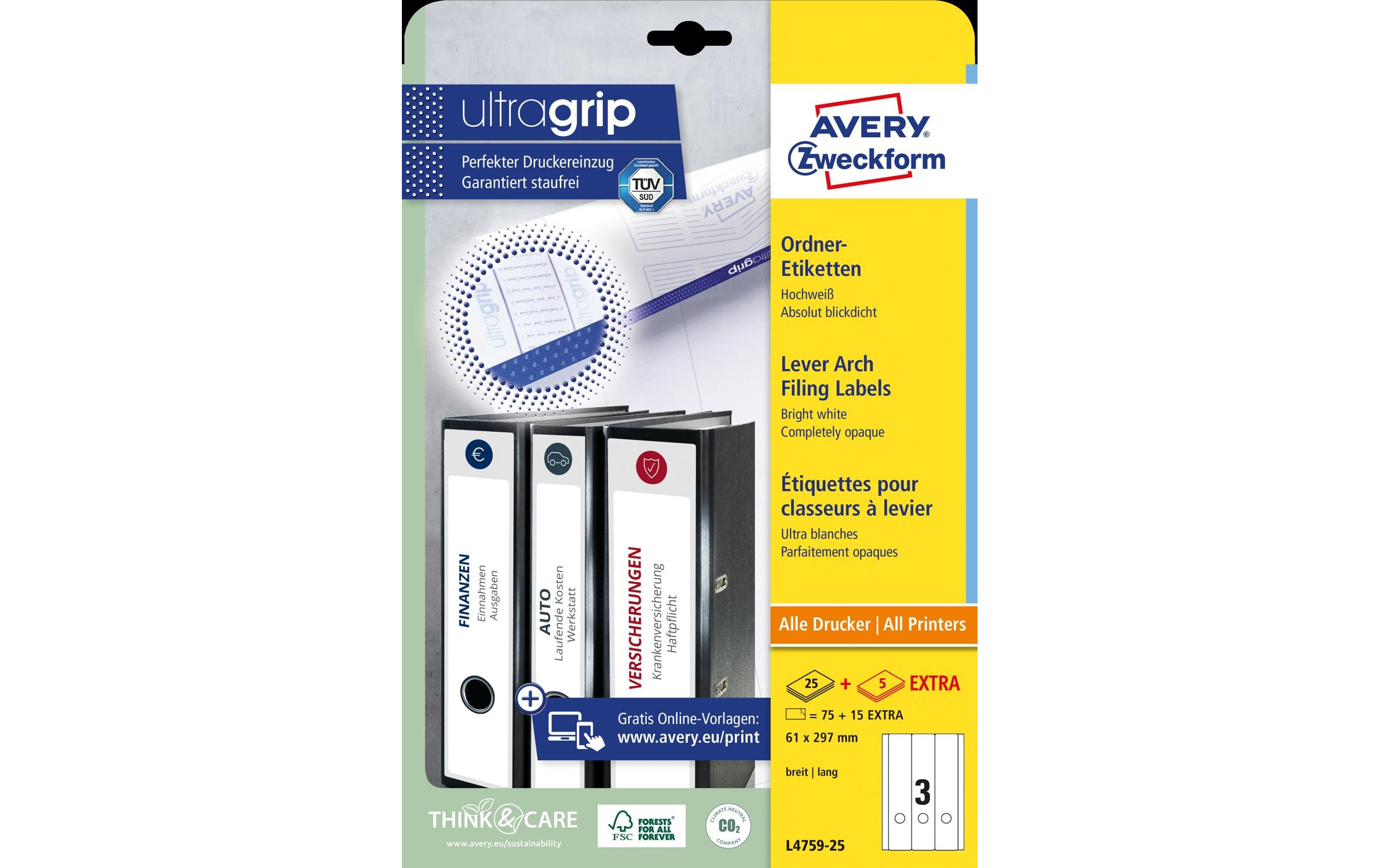 Ordneretiketten L4759 61 x 297 mm, 30 BlattEtiketten für Ordner