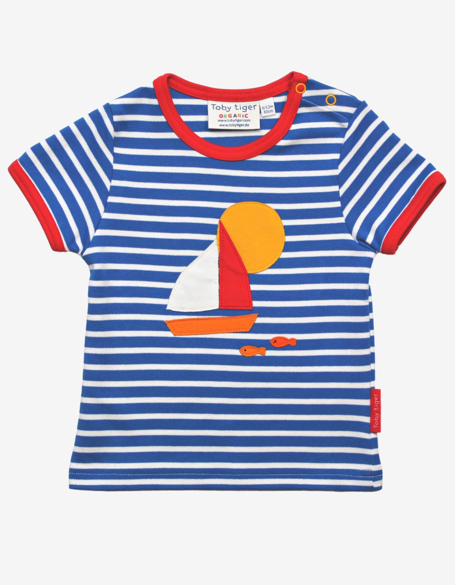 Toby Tiger Kurzarmshirt mit Segelboot Applikationen
