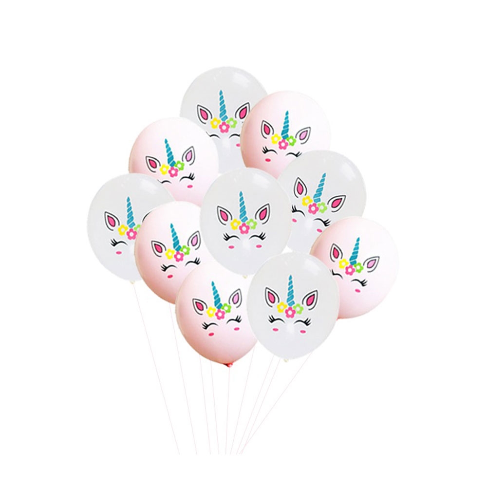 (10er Set) Ø30cm Kinder Party Deko Ballons Latex Luftballons - Einhorn