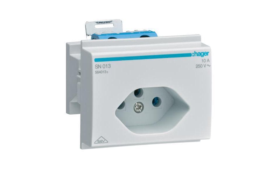 Steckdose DIN Stdo 1x T13 SchweizDIN-Rail-Steckdose