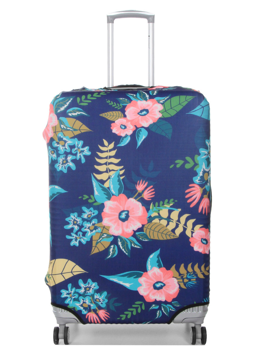 Housse de valise Periea Dark Blue with Flowers L