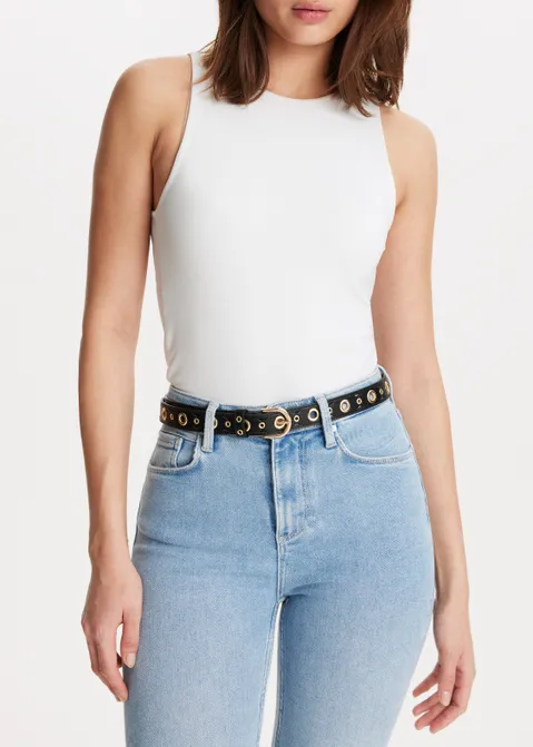 Riem met eyelet details zwart (ZWART)