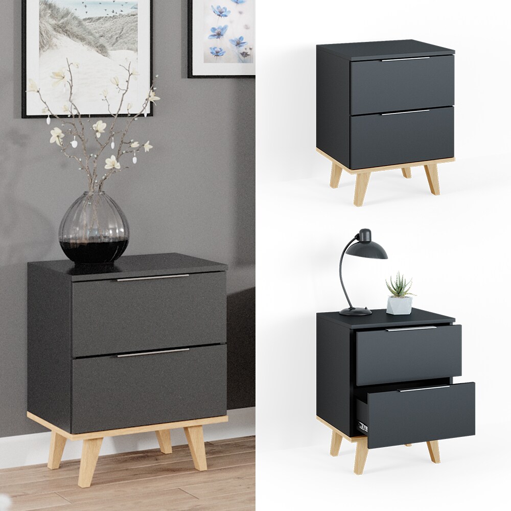 Vicco Kommode Wohnzimmerschrank Anrichte Neptune Anthrazit/Buche Schublade 46 cm