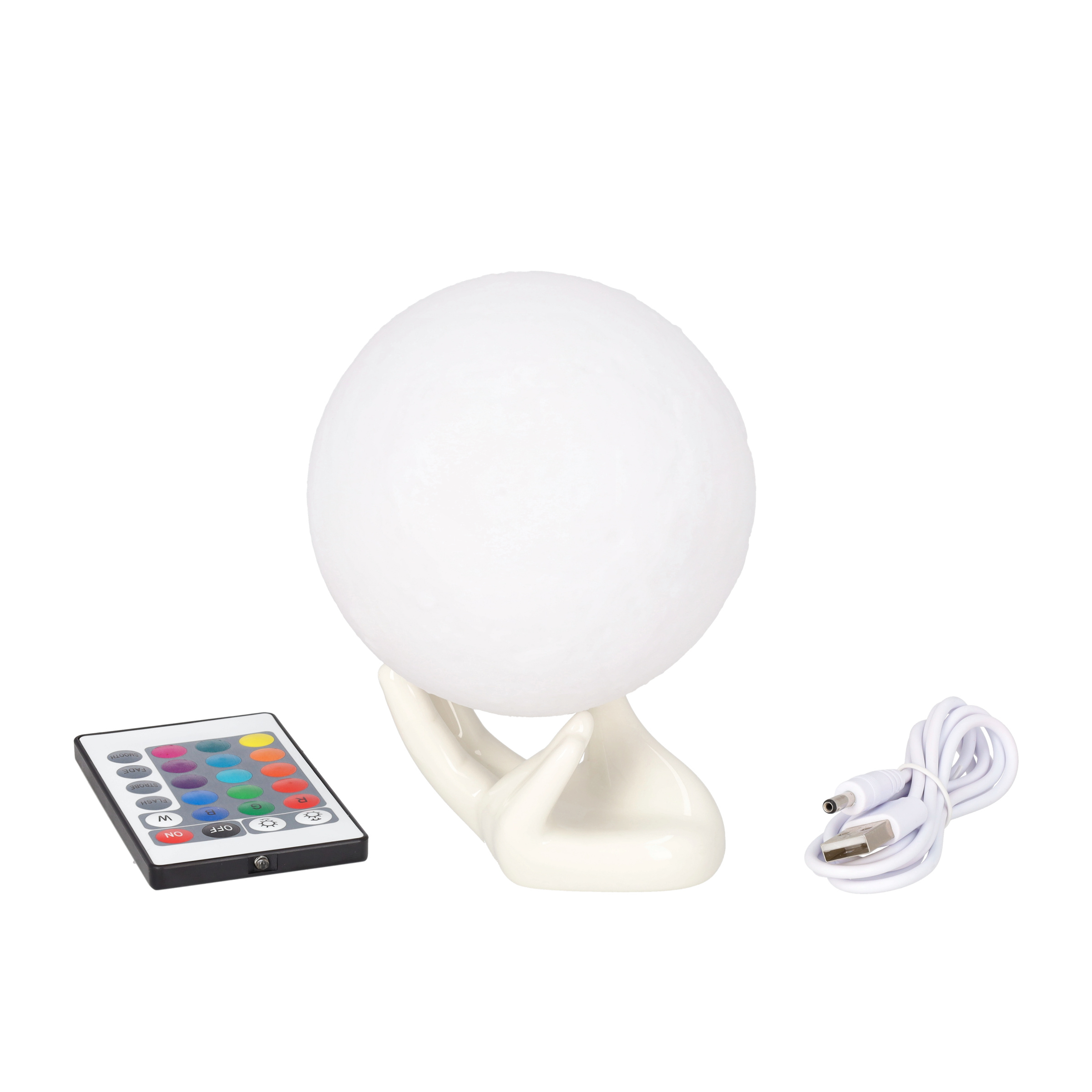 (Ø10cm) 3D LED Mond Lampe Nachtlicht USB Deko Beleuchtung mit Touch inkl. Fernbedienung - Weiss