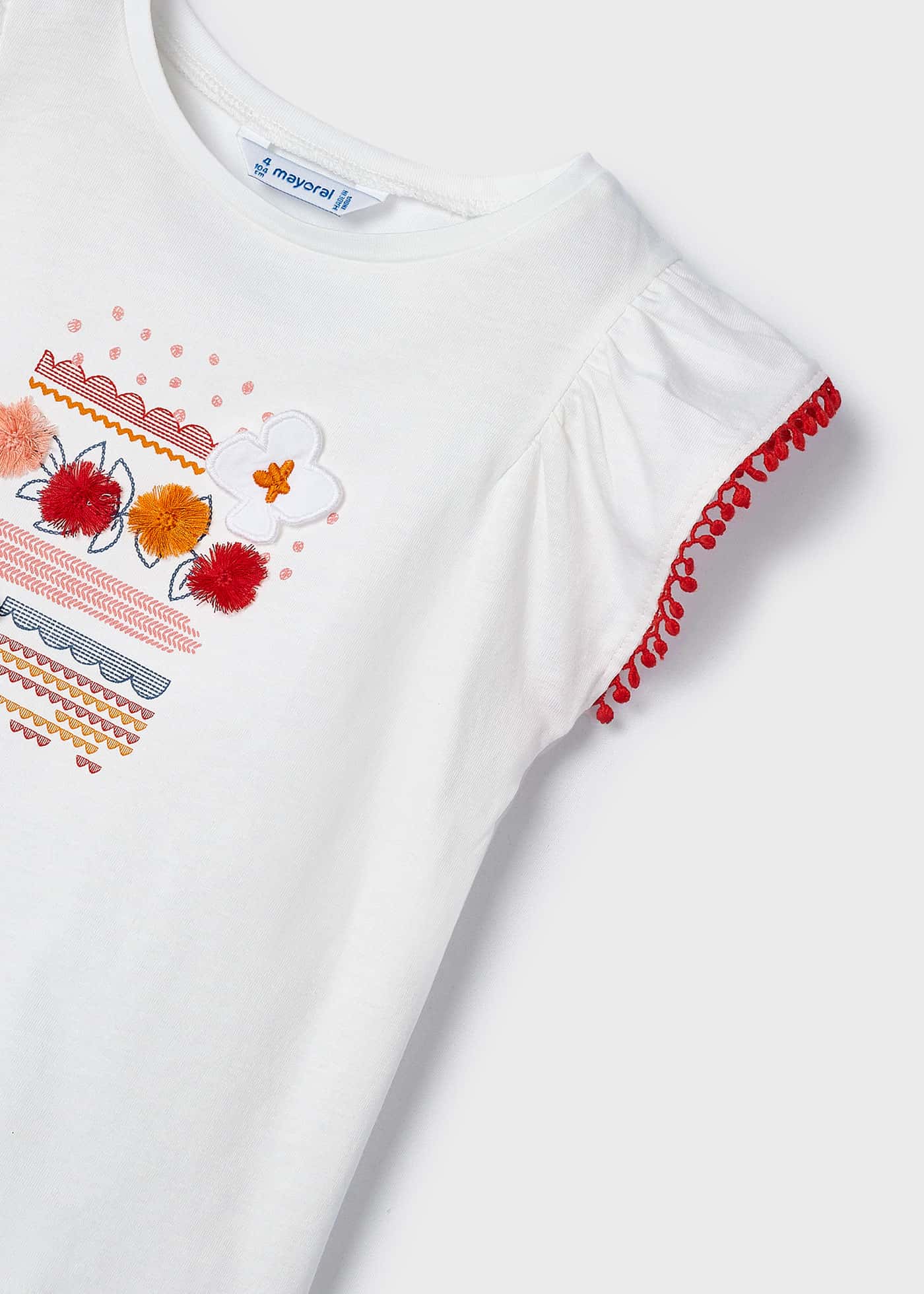 Camiseta Better Cotton com apliques para meninas, Branco-Jade