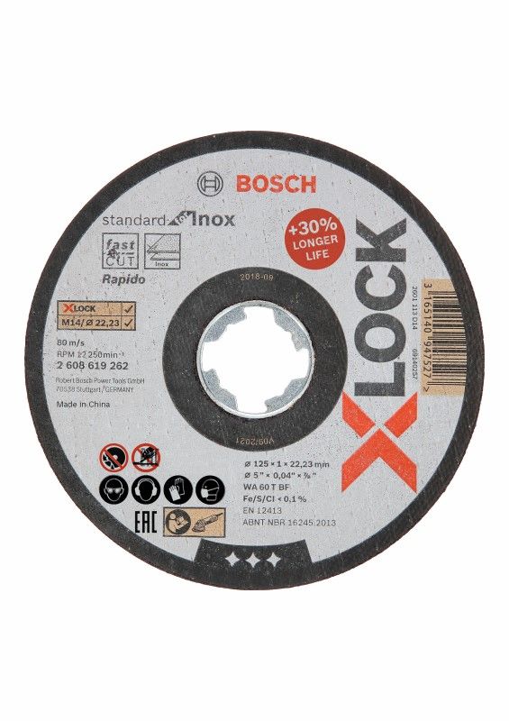 Bosch 2608619262 Schijf PRO X-LOCK Inox 125x1x22.23mm (1 stuks)