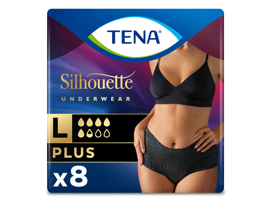 CUECAS INCONTINÊNCIA TAMANHO L PRETA TENA SILHOUETTE 8 UN