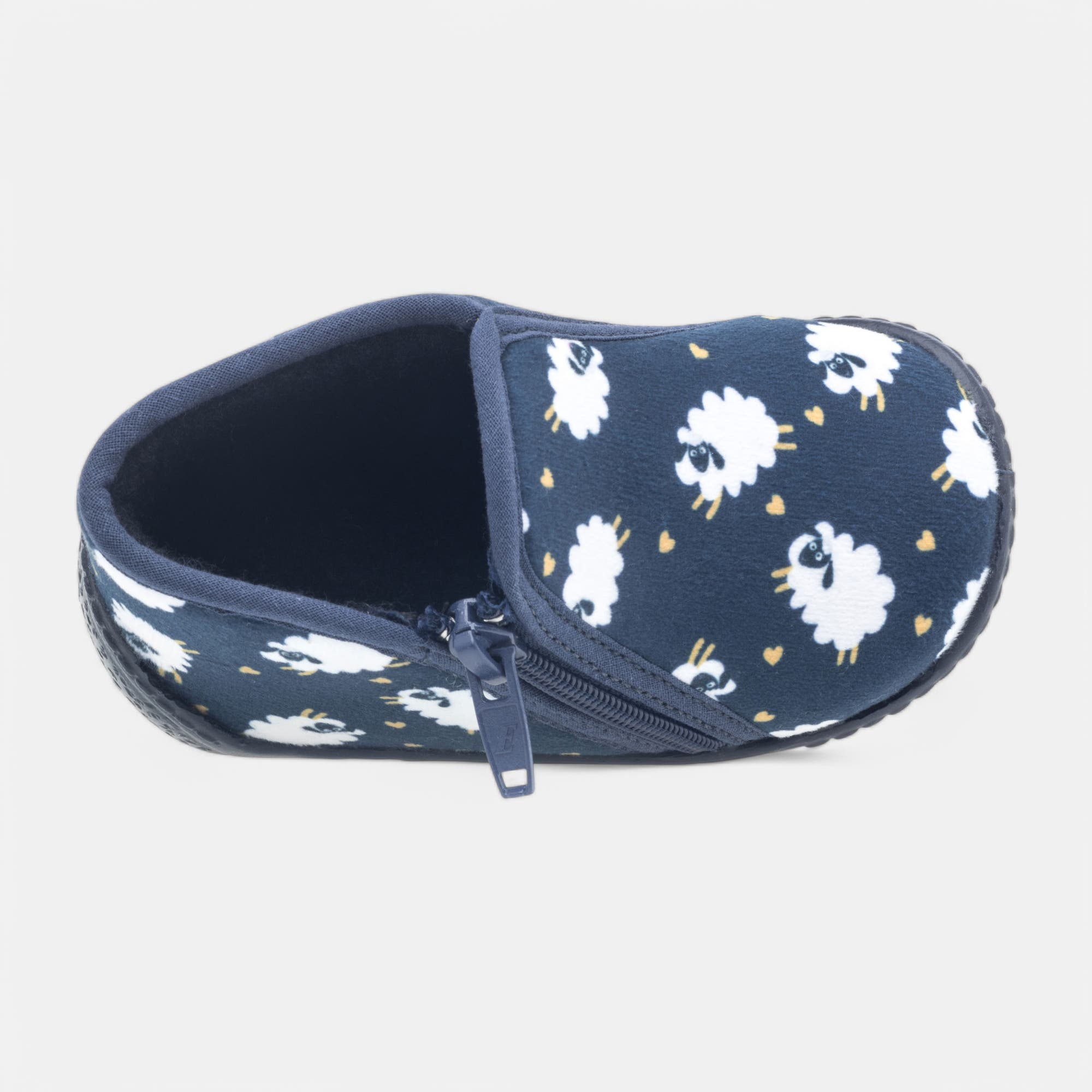 Pantoufles botillons zippés Bébé garçon bleu marine