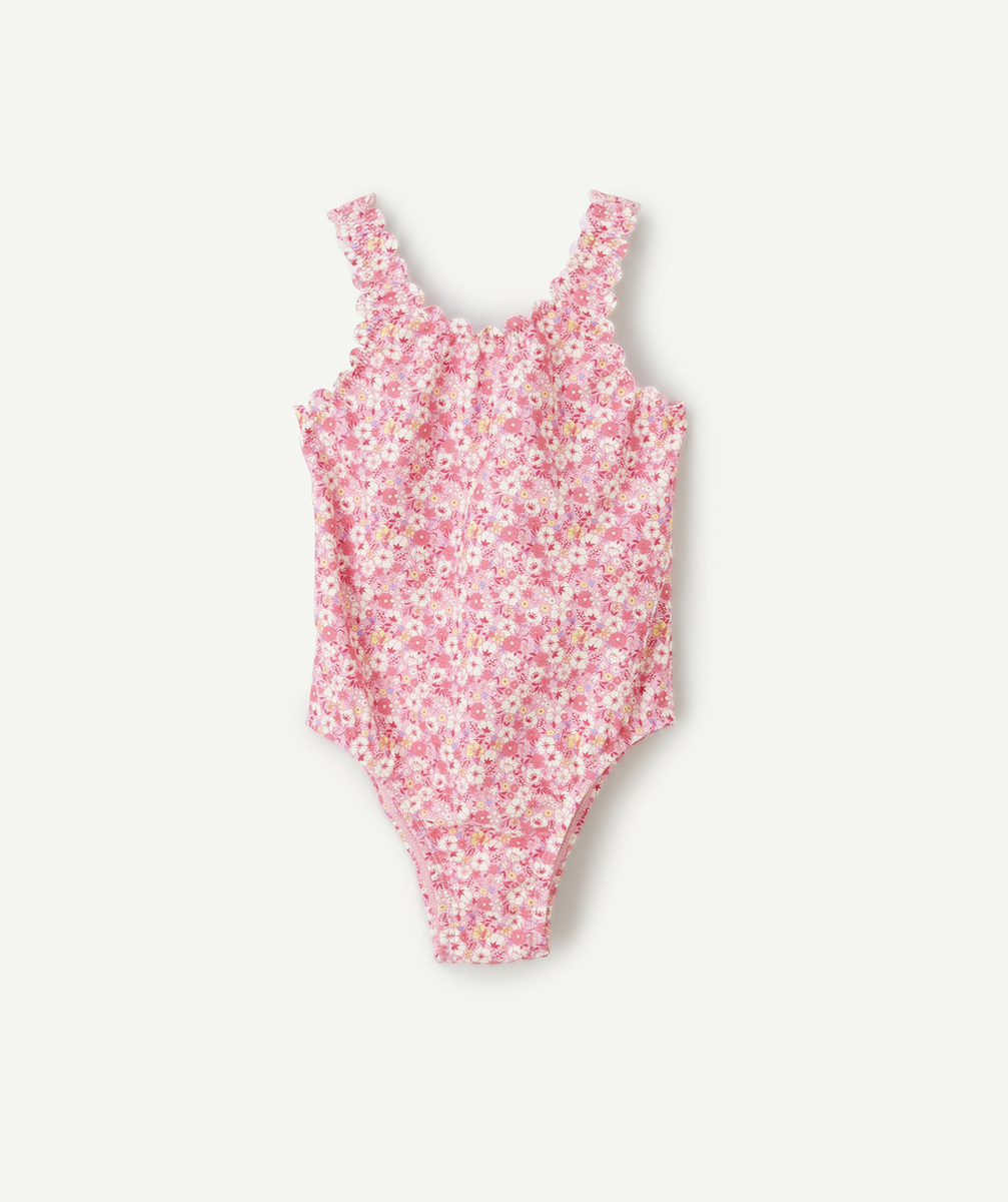 maillot de bain 1 pièce bébé fille en fibres recyclées avec imprimé fleuri