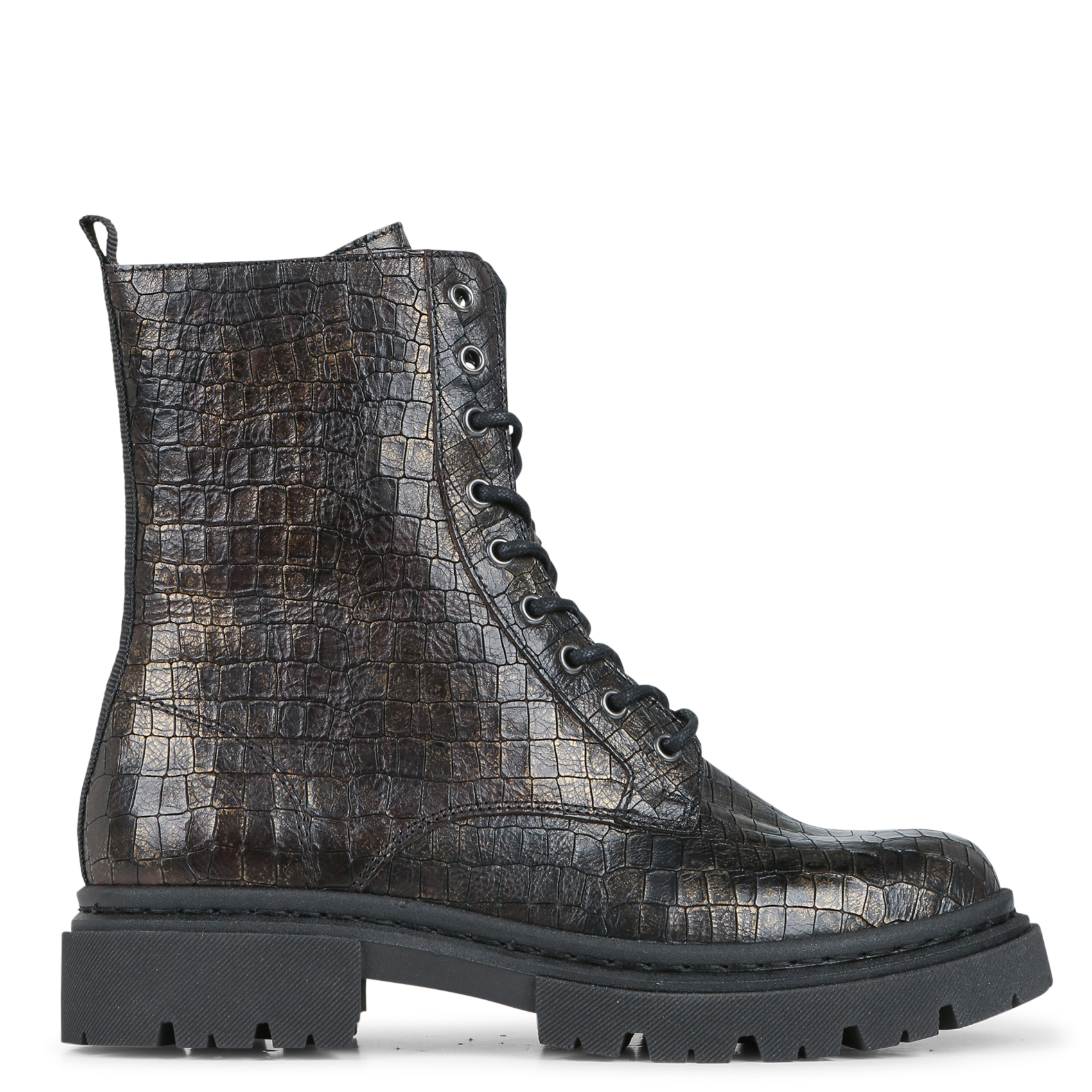 MARDA - Bottines en cuir embossées croco | Noir