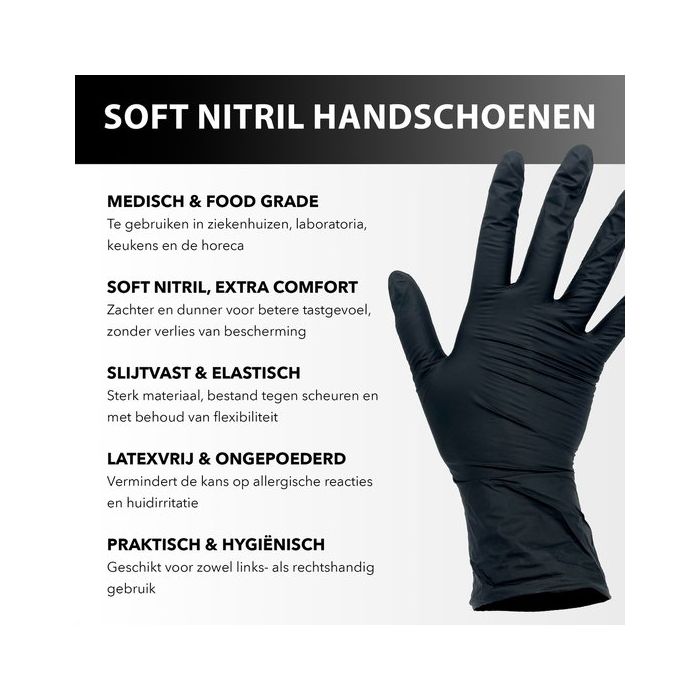 1000st Handschoenen soft nitril Small ongepoederd zwart 1000st