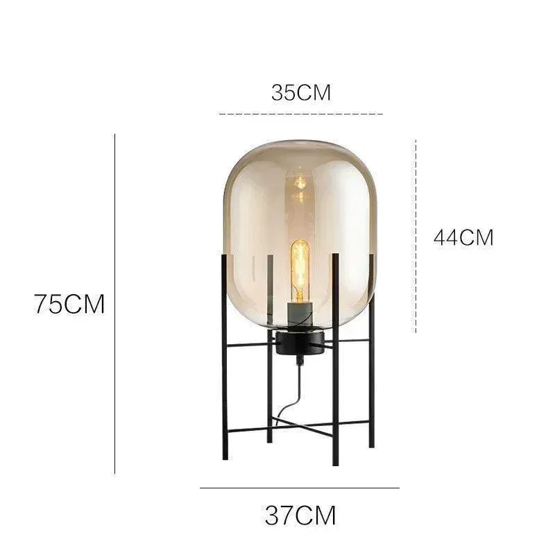 Modern Nordic Clear Glass Floor Lamp Light (Amber/Transparent/Grey) | Industrial LED Living Bedroom Decor Big Lighting Lamp