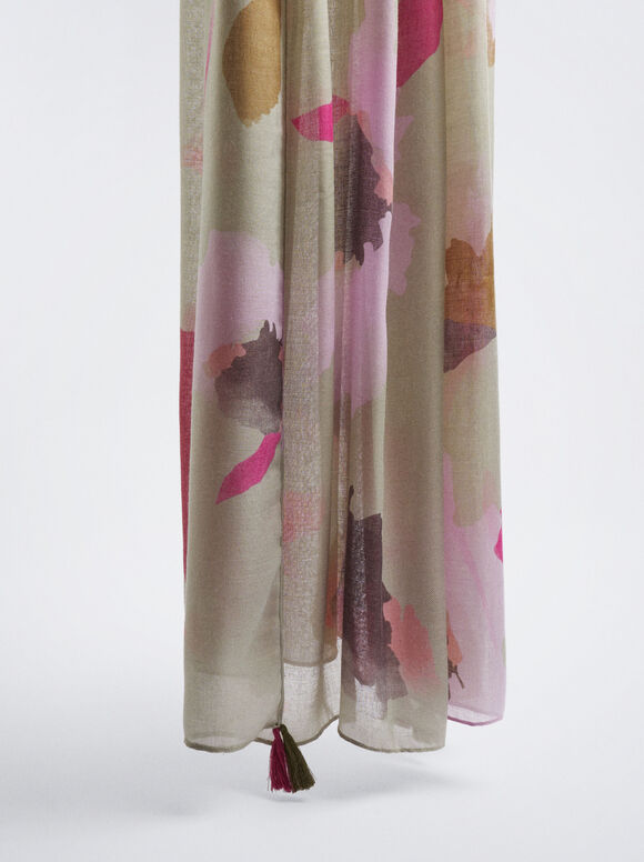 Lenço com estampa floral - Rosa